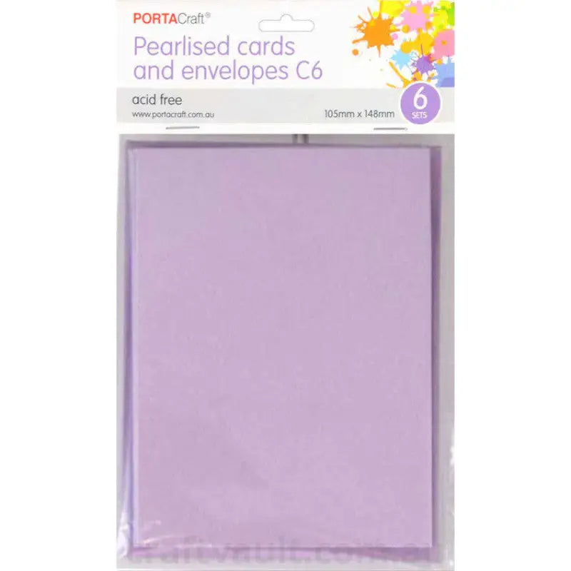 Pearlise Card & Envelope C6 6pk Lilac