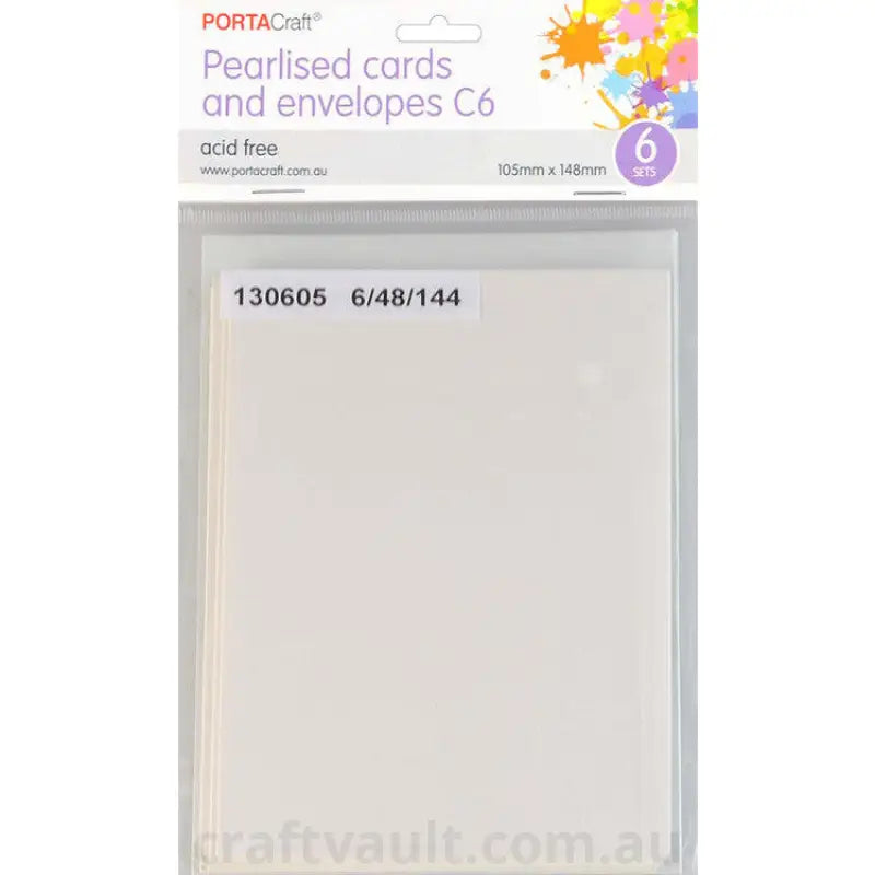 Pearlise Card & Envelope C6 6pk Pearl