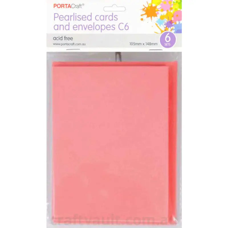 Pearlise Card & Envelope C6 6pk Pink