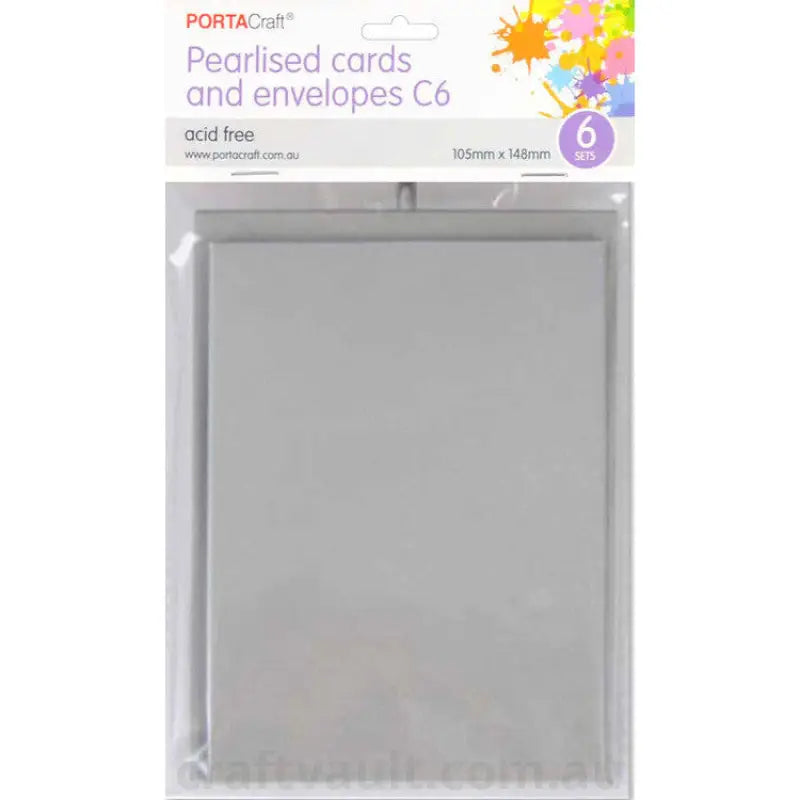 Pearlise Card & Envelope C6 6pk Silver