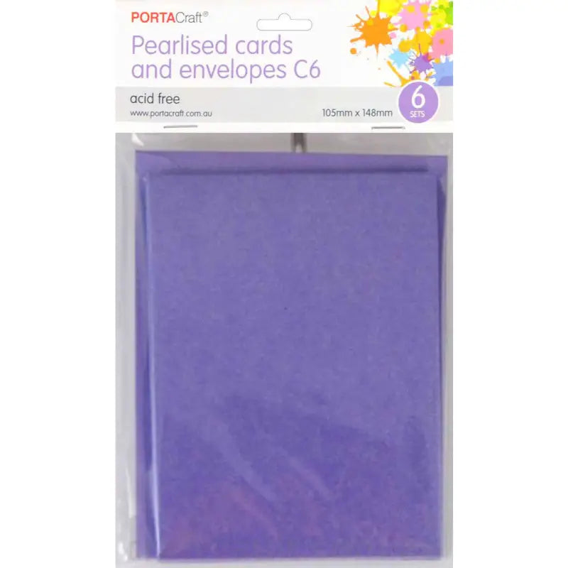 Pearlise Card & Envelope C6 6pk Violet