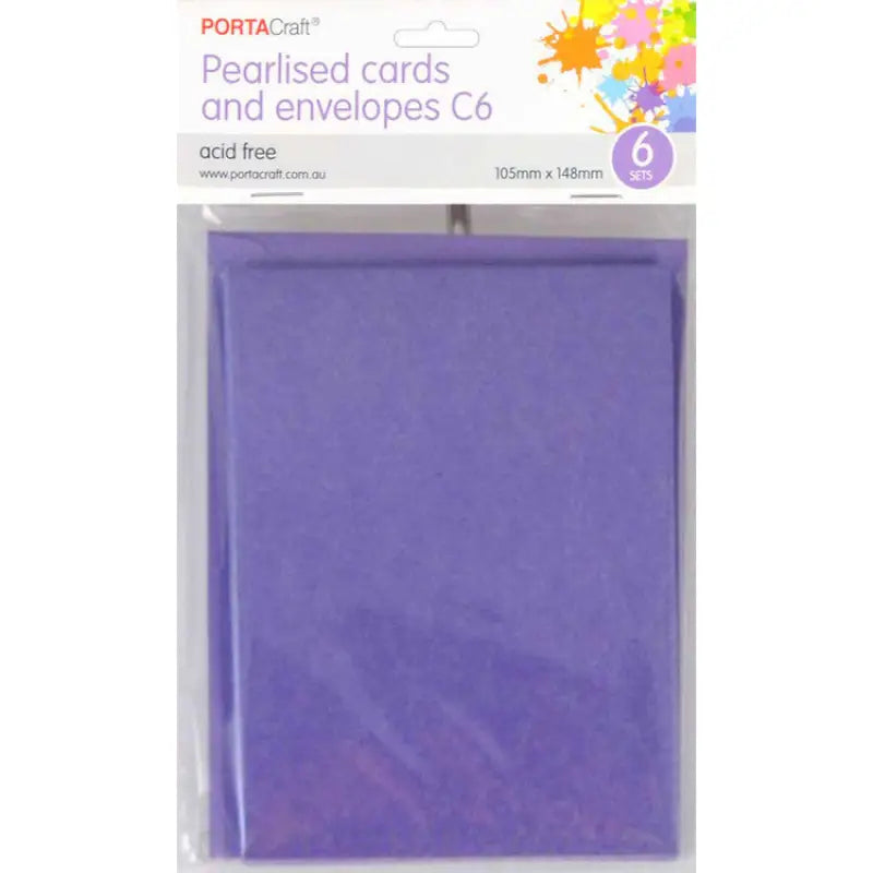 Pearlise Card & Envelope C6 6pk Violet