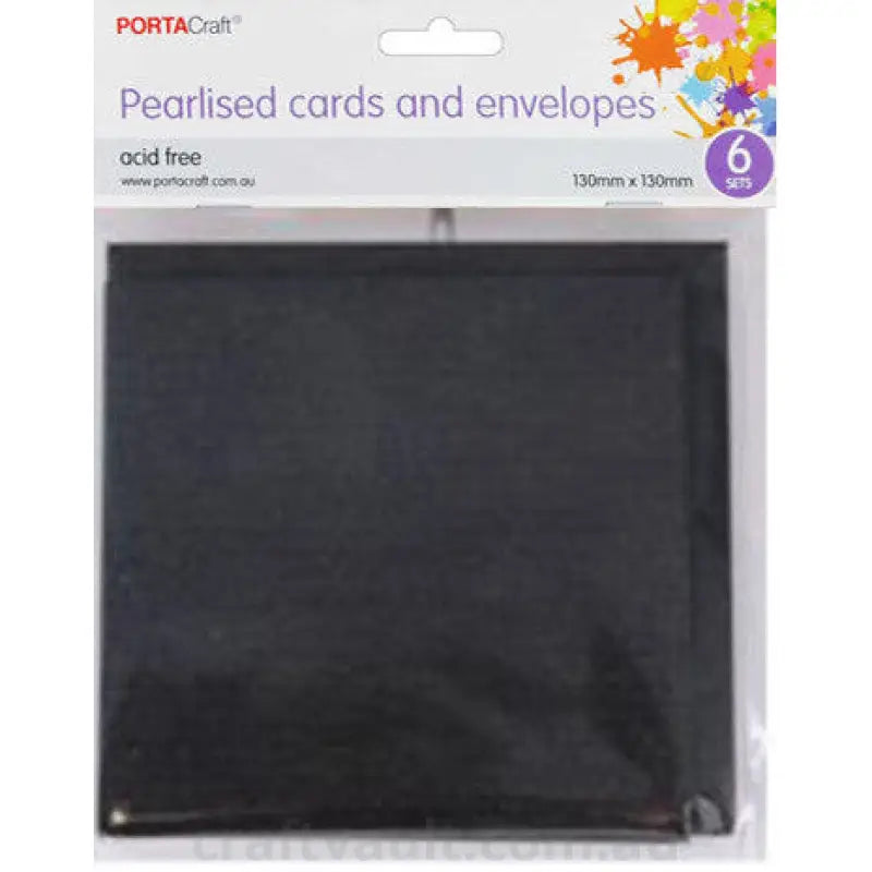 Pearlise Card & Envelope SQ 13x13 6pk Gunmetal