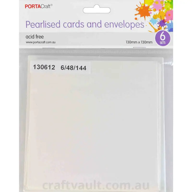 Pearlise Card & Envelope SQ 13x13 6pk Pearl