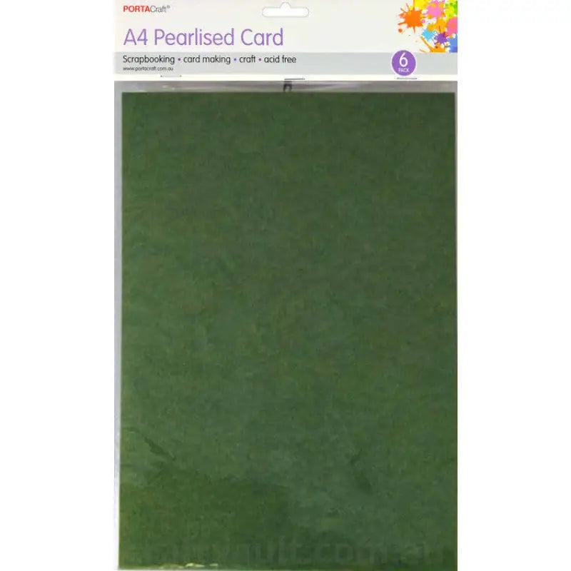 Pearlise Card Heavy Weight A4 6pk Dark Green