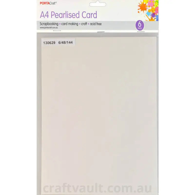 Pearlise Card Heavy Weight A4 6pk Pearl