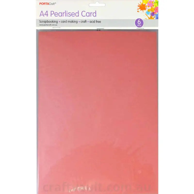 Pearlise Card Heavy Weight A4 6pk Pink