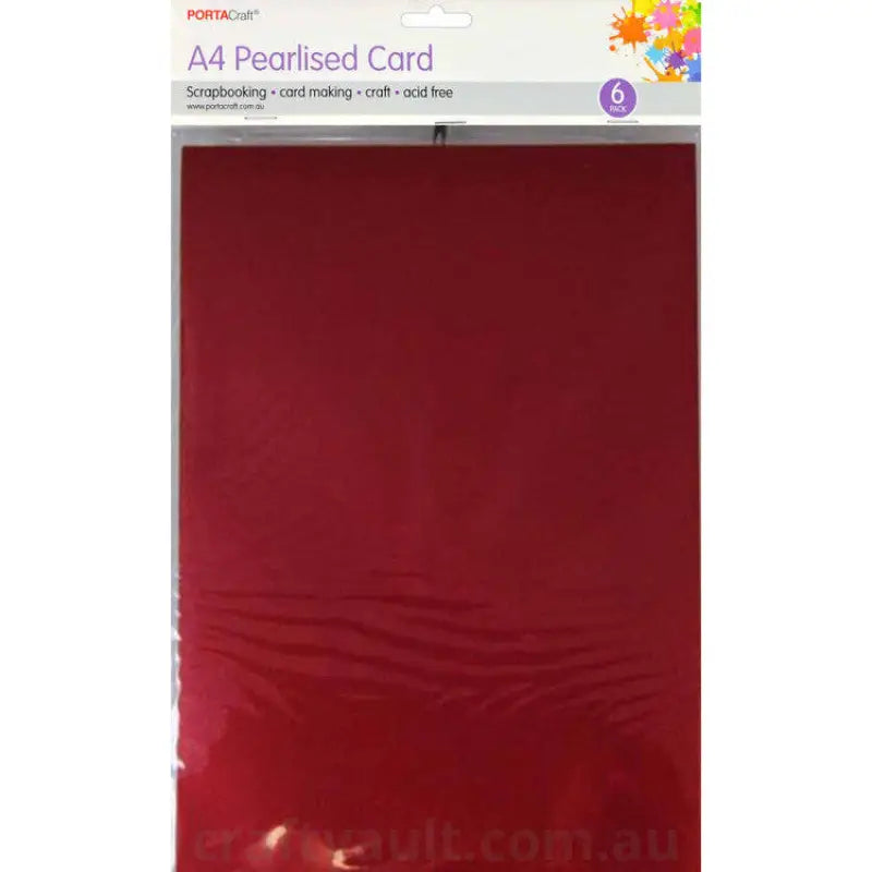 Pearlise Card Heavy Weight A4 6pk Red