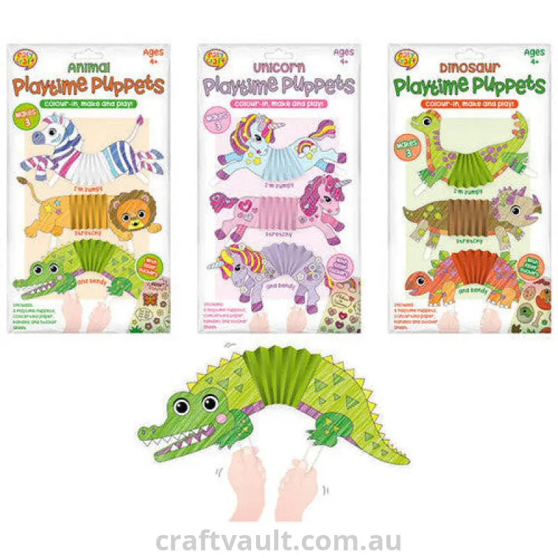 Playtime Puppet Craft Kits 3pk 3 Assorted