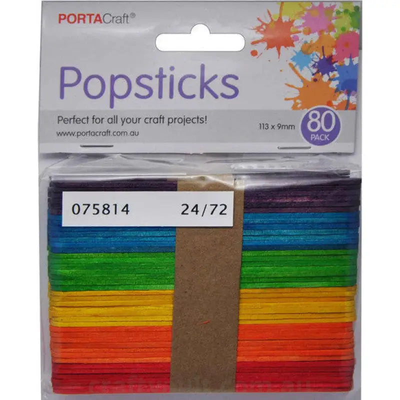 Popsticks 113x9mm Medium 80 pieces Coloured
