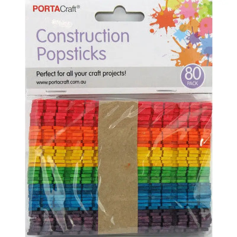 Popsticks 115x10mm Construction 80 pieces Coloured