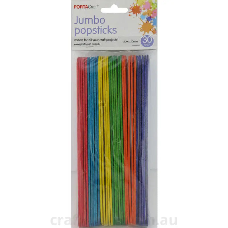 Popsticks 200x20mm Jumbo 30 pieces Coloured