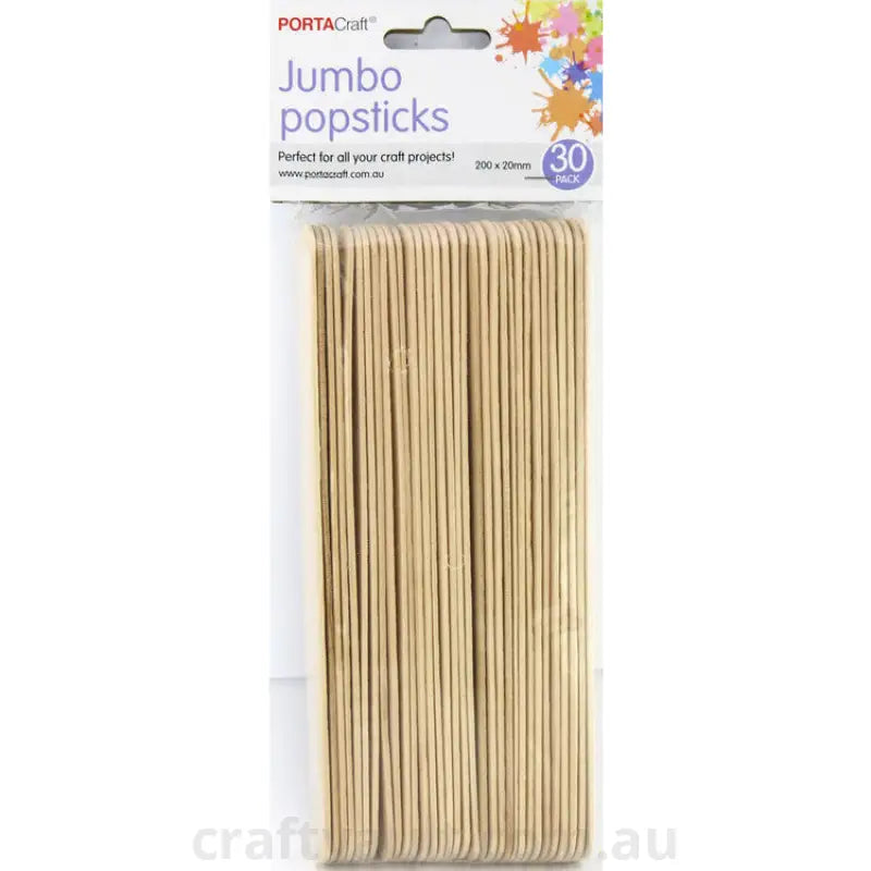 Popsticks 200x20mm Jumbo 30 pieces Natural