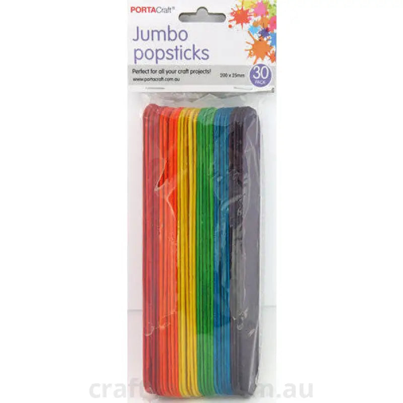 Popsticks 200x25mm Jumbo 30 pieces Coloured