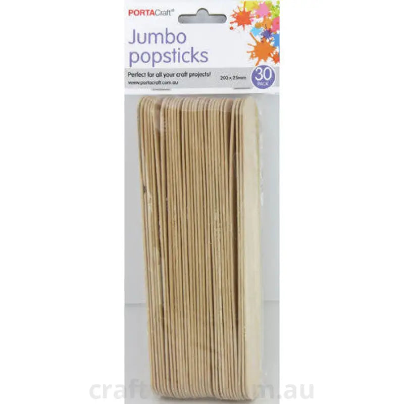 Popsticks 200x25mm Jumbo 30 pieces Natural