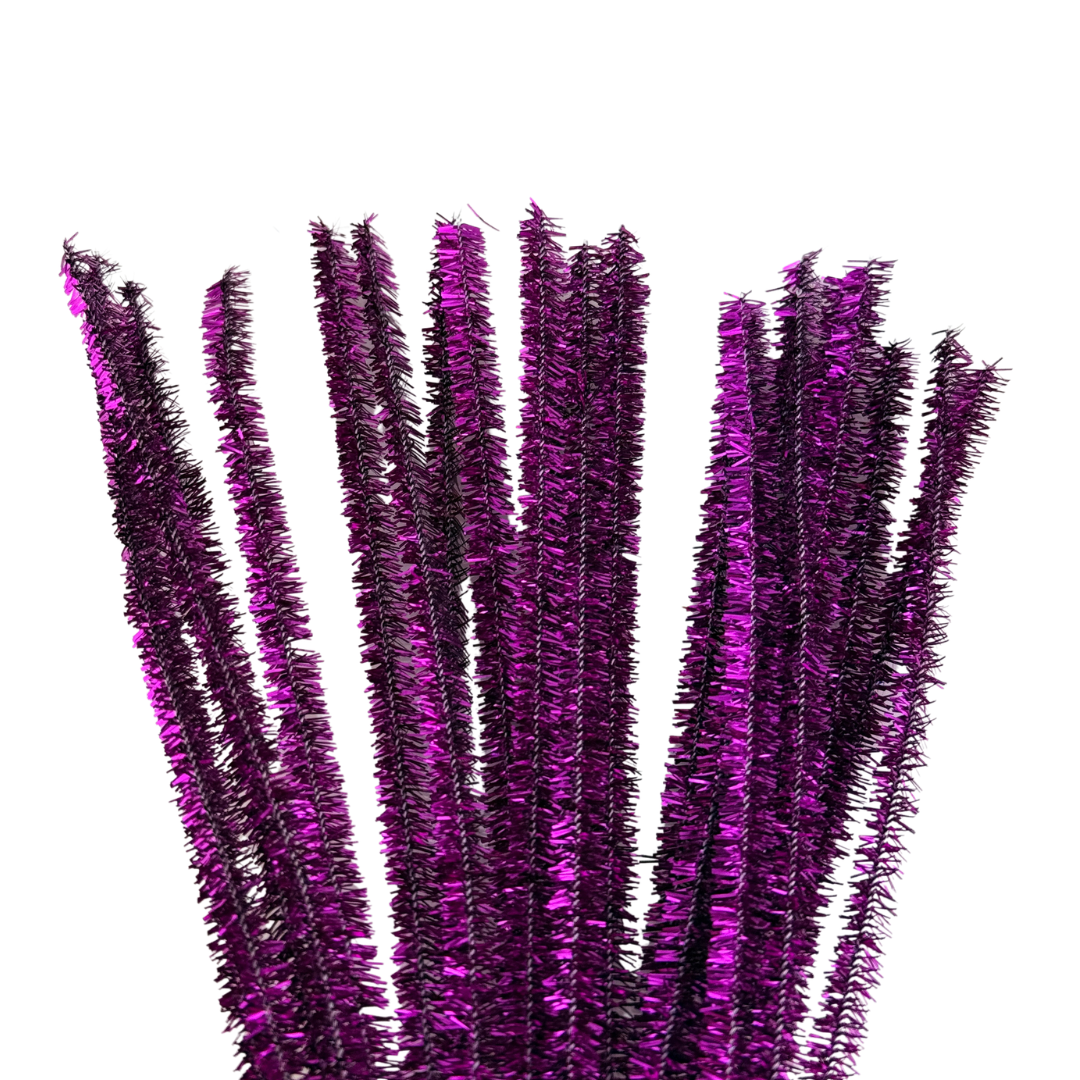 Chenille Stems Tinsel 6mm 24pc Purple