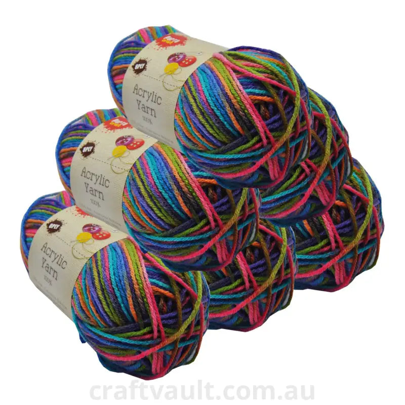 Rainbow Acryl Yarn 100gm 189m 8ply Bobble