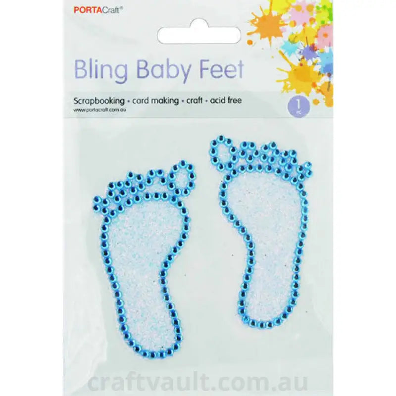 Rhinestone Decal Baby Feet Blue 1 Sheet