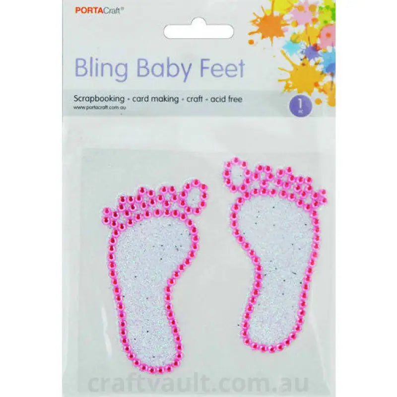 Rhinestone Decal Baby Feet Pink 1 Sheet