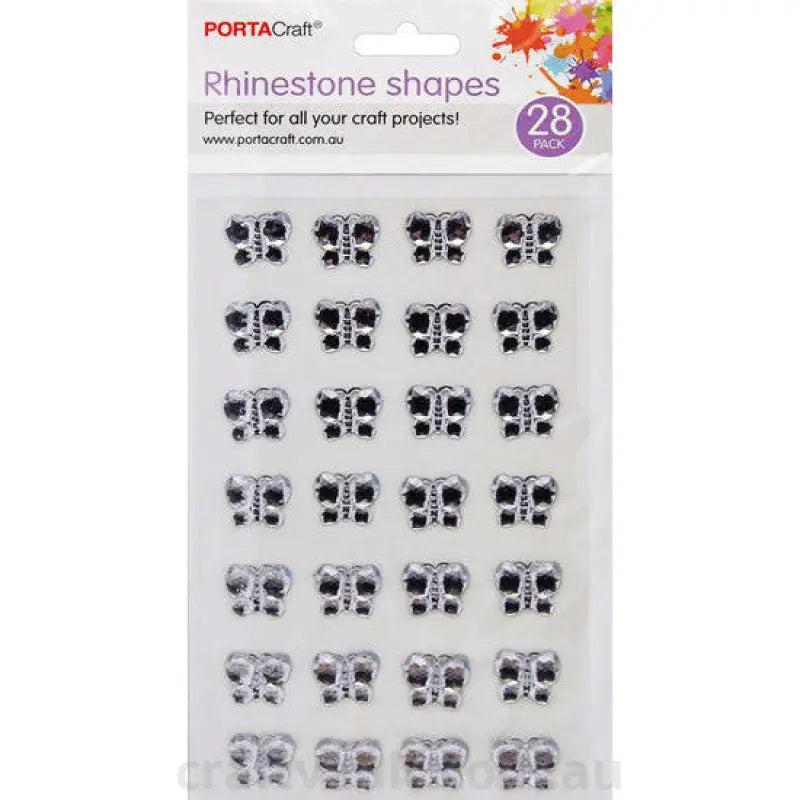 Rhinestone Decal Butterflies 15mm 28pk Clear 1 Sheet