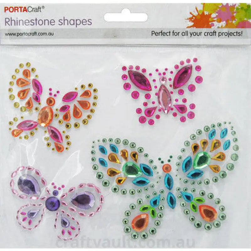 Rhinestone Decal Butterflies 4pk 150x120mm 1 Sheet