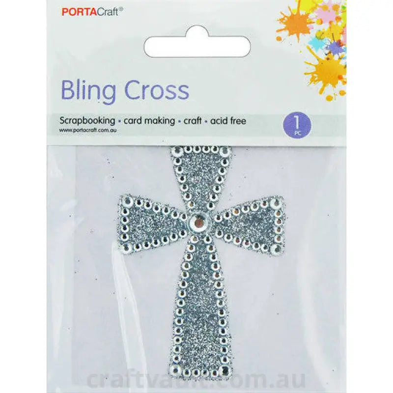 Rhinestone Decal Cross Clear 1 Sheet