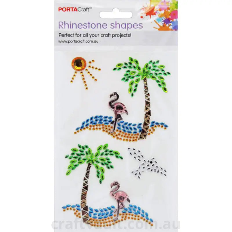 Rhinestone Decal Deserted Flamingo Island 4pk 1 Sheet
