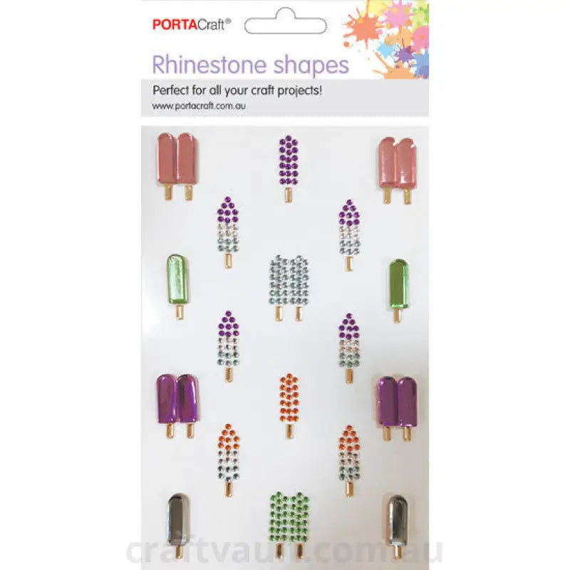Rhinestone Decal Popsicles 22mm 18pk 1 Sheet