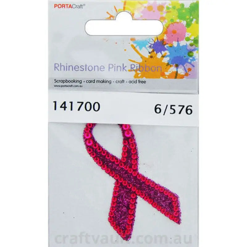 Rhinestone Decal Ribbon Pink 1 Sheet
