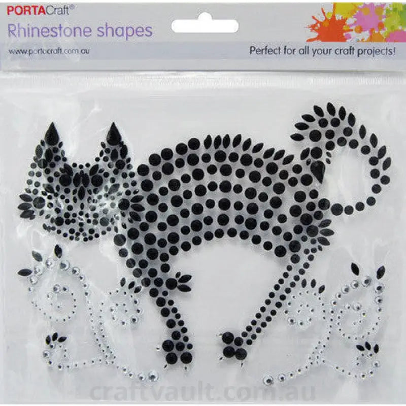 Rhinestone Decal Scaredy Cat Black 1 Sheet