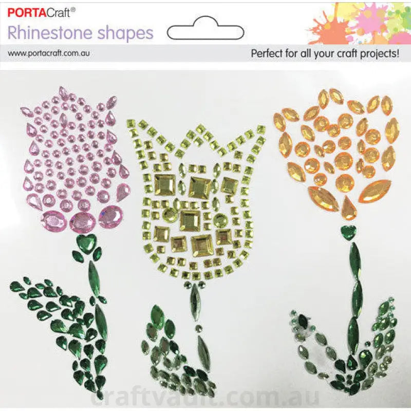 Rhinestone Decal Tulips 120mm 3pk 1 Sheet