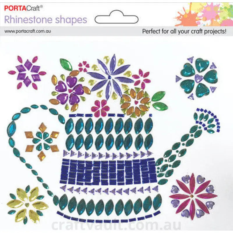 Rhinestone Decal Watering Can & Flowers 150x120mm 1 Sheet