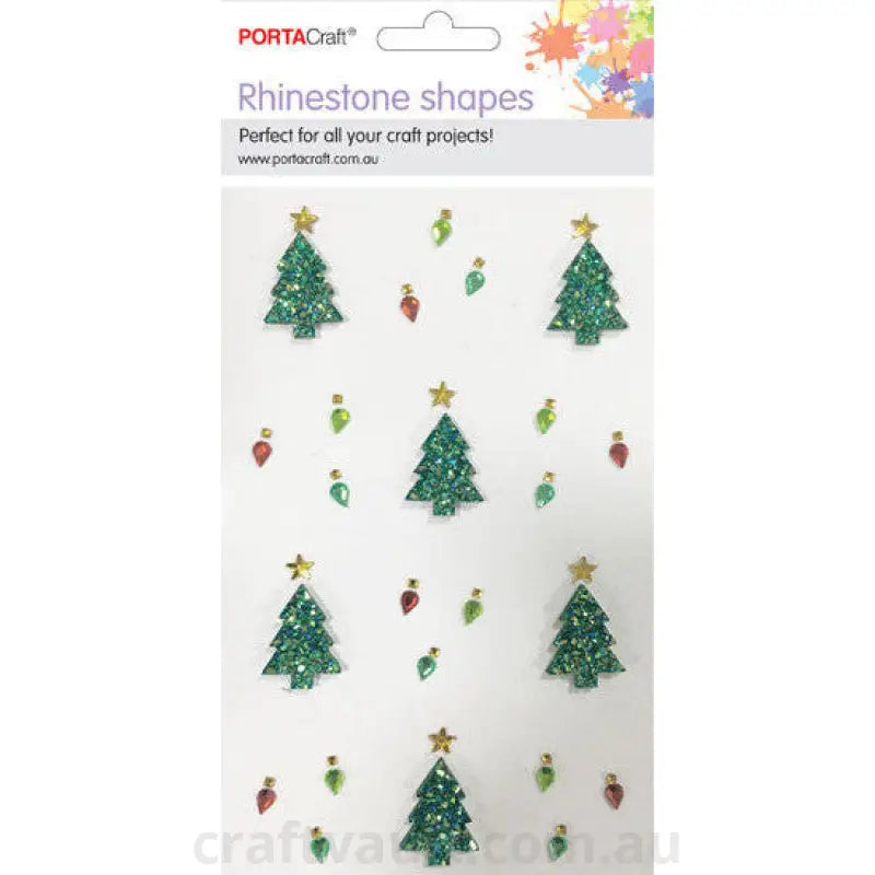 Rhinestone Decal Xmas Trees & Baubles 24pk 1 Sheet