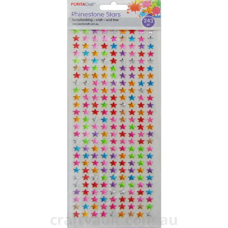 Rhinestone Sheet Stars 8mm 243pc Multi Colour 1 Sheet