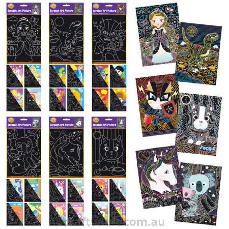 Scratch Art Pictures 4pk 6 Assorted