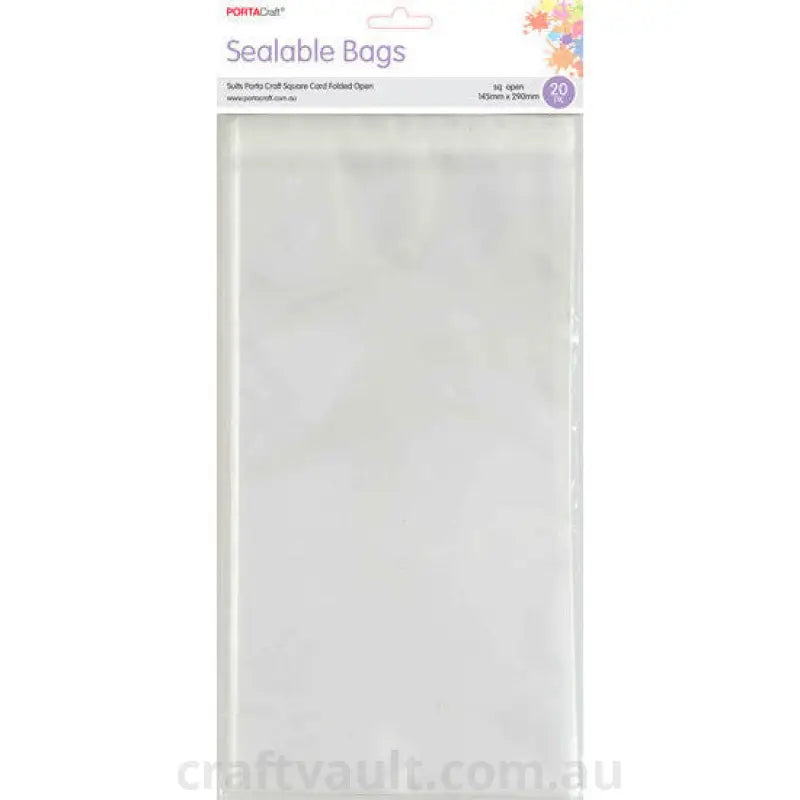 Sealable Bags 145x290mm 20pk Sq Card open