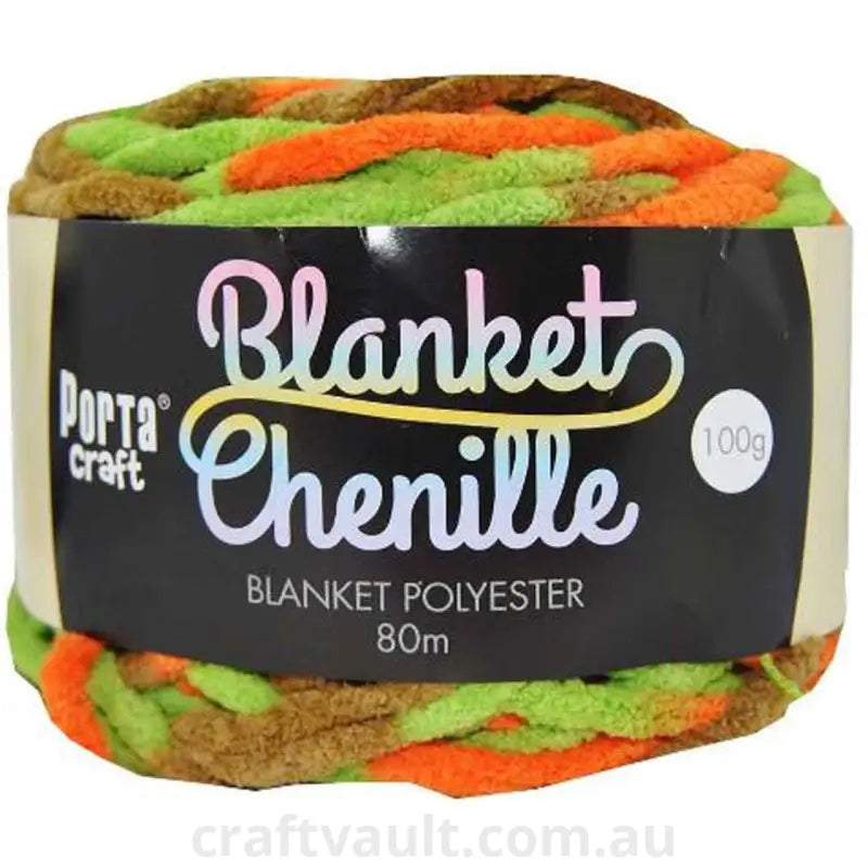 SECONDS Chenille Blanket Yarn 80m 12ply Peas & Carrots