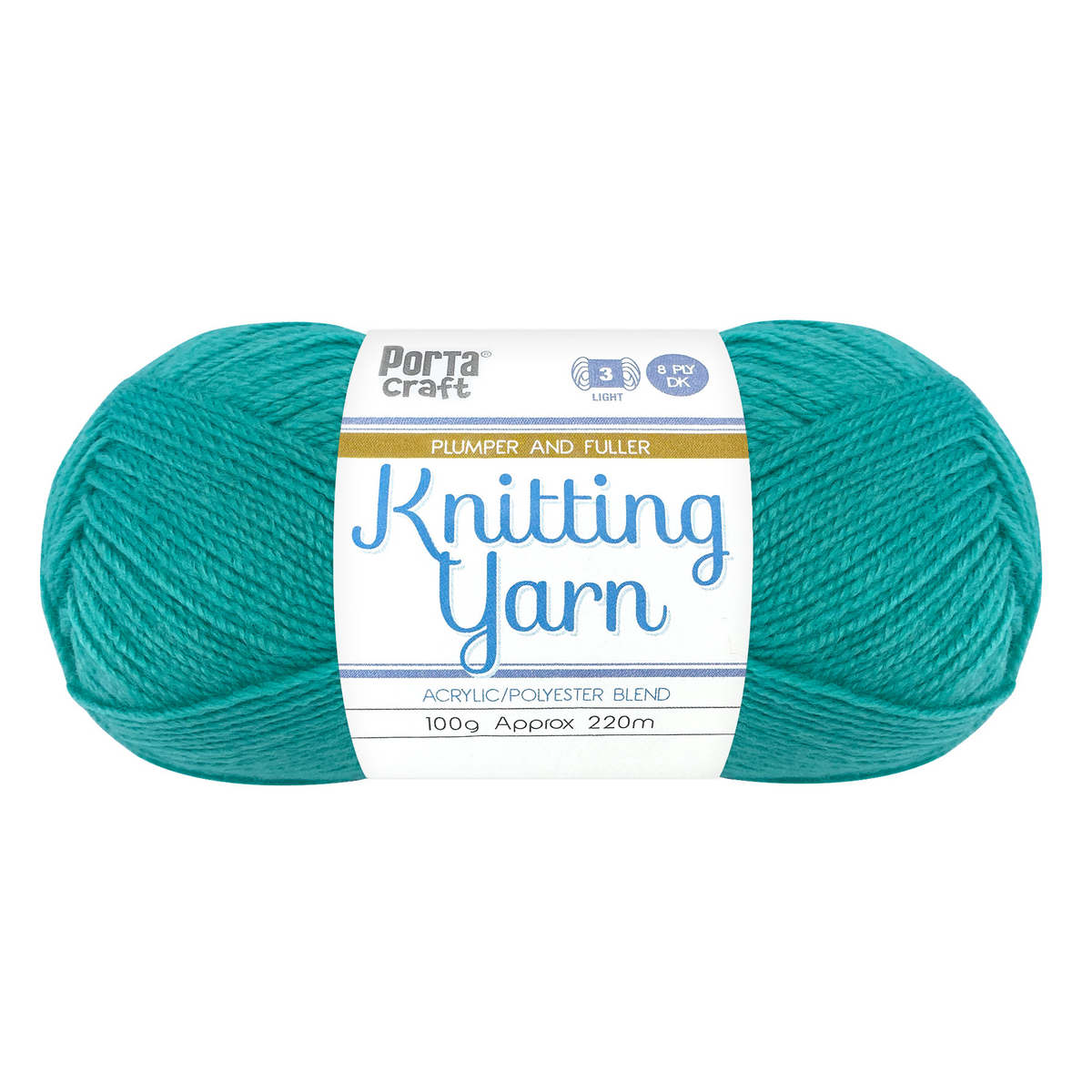 Knitting Yarn 100g 220m 8ply Solid Waterfall