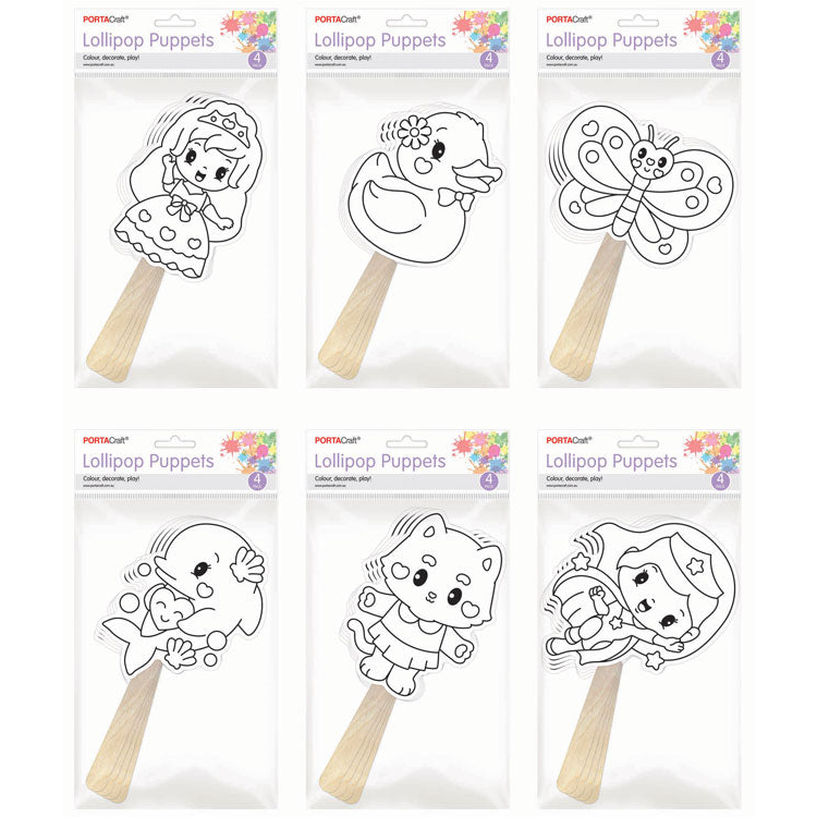 Cardstock Lollipop Stick Puppets 24 Pack