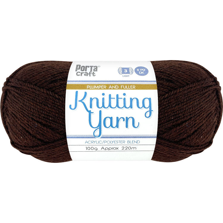 Knitting Yarn 100g 220m 8ply Solid Espresso