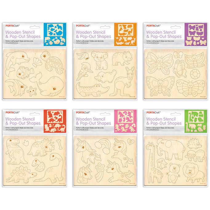 Wooden Pop-Out Shapes & Stencils (Set of 6)