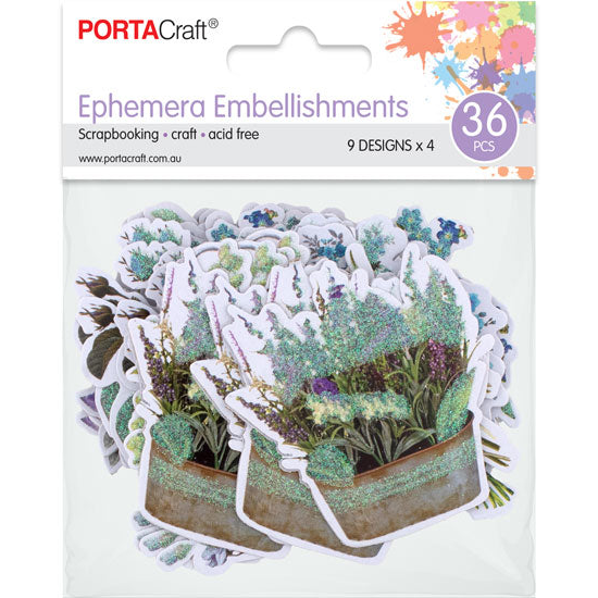 Purple Passion lavender garden ephemera embellishments 36 pack