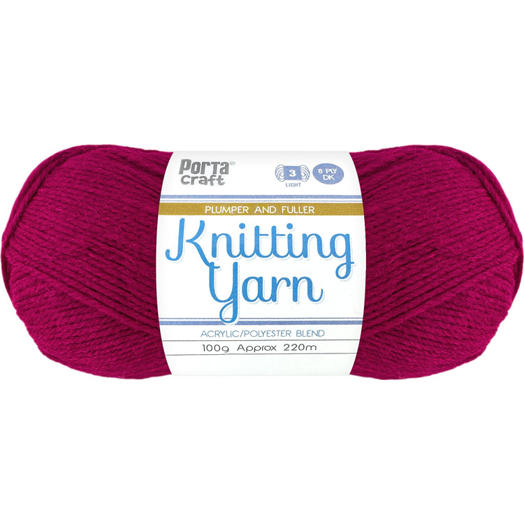 Knitting Yarn 100g 220m 8ply Solid Fuchsia