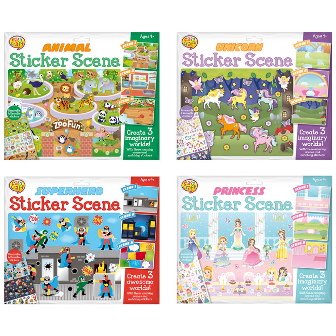 Kids Sticker Scene Activity Sets 4 Pack
