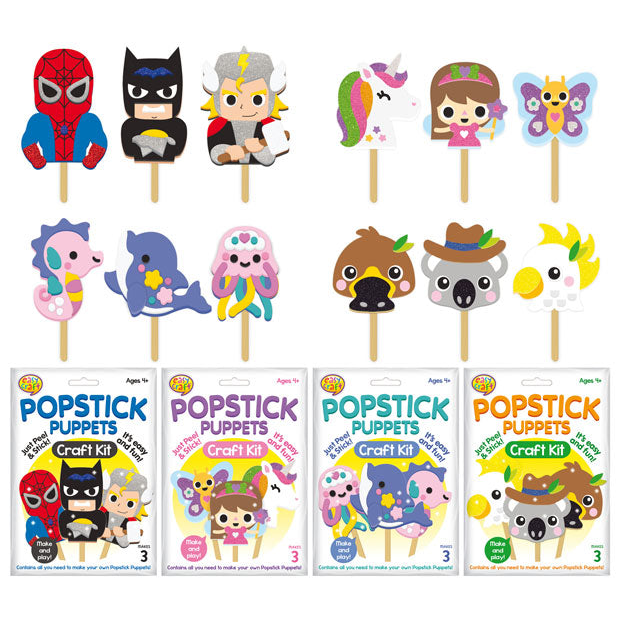 Lollipop Puppet Craft Kit 4 Assorted