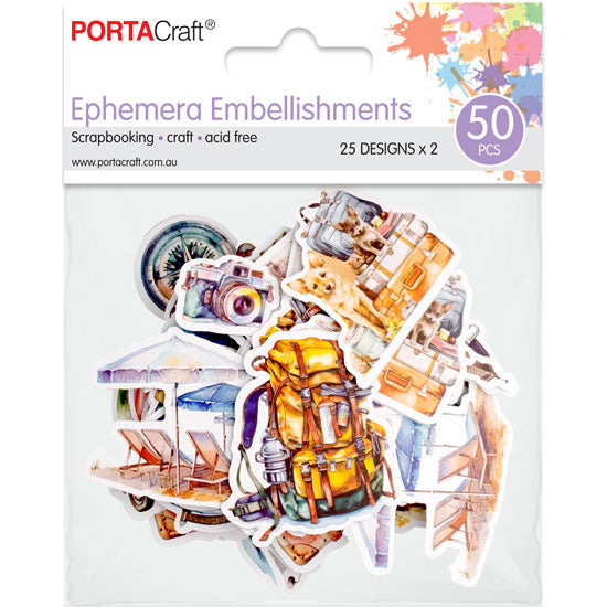 Travel Plans holiday and adventure ephemera embellishments 50 pack
