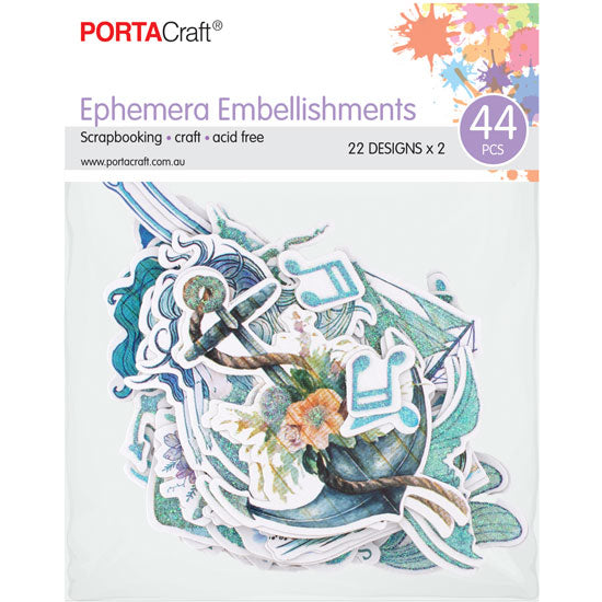 Songs Of The Sea coastal nautical ephemera embellishments 44 pack