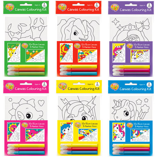 Colour In Canvas Kit 6 Assorted