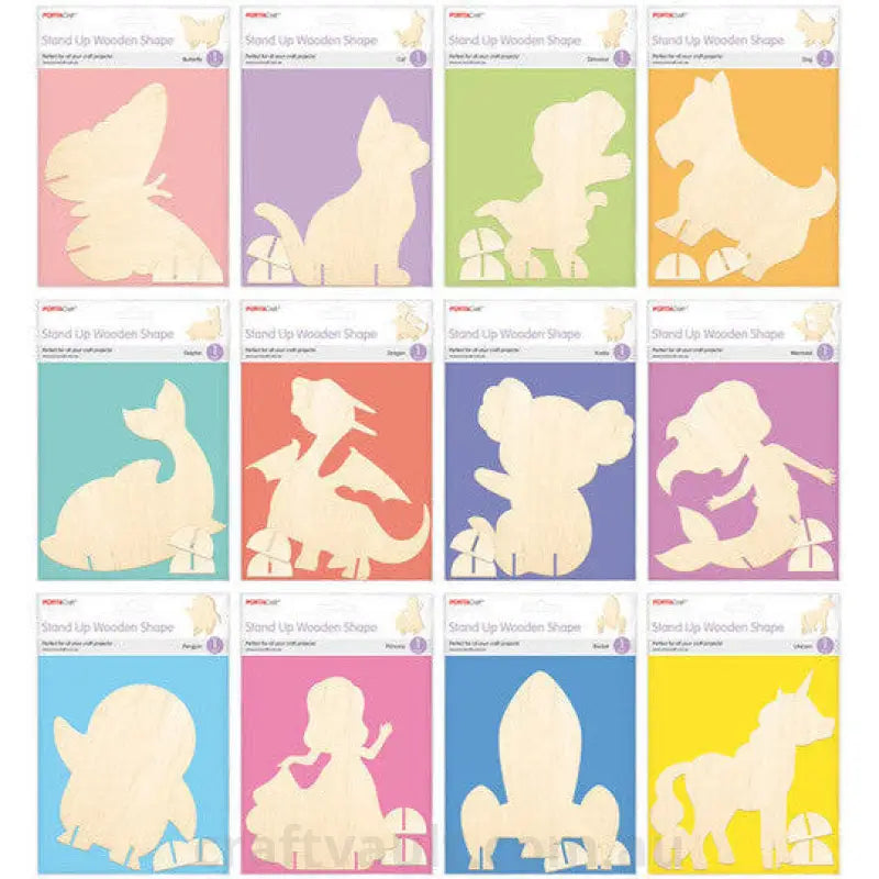 Stand Up Wooden Shapes 17cm Tall 1 Pack 6 Assorted