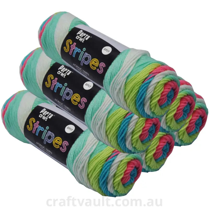 Stripes Acrylic Yarn 100g 188m 8ply Candy